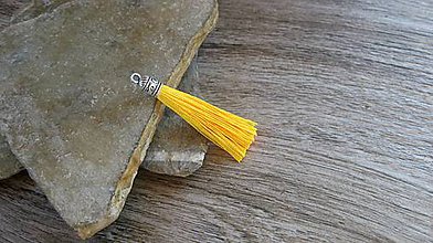 Komponenty - Hodvábny strapec s platinovým kaplíkom 6 cm, 1 ks (zlato žltý) - 12199421_