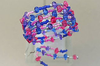 Sady šperkov - Náramok modro ružové kamienky s náušničkami - 12200353_