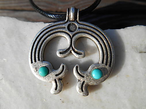 Náhrdelníky - LUNICA slovanská-s minerálmi (LUNICA slovanská-tyrkys) - 12203691_