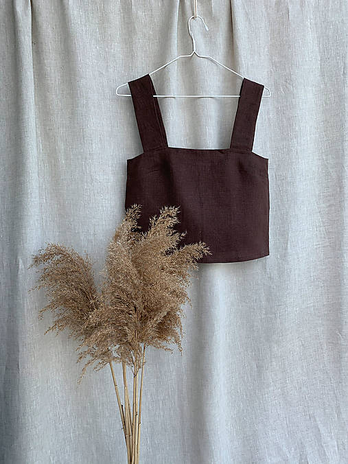 Topy, tričká, tielka - Ľanový skratený top | Ľanový crop top - 12205738_