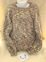 Detské oblečenie - Ručne pletený detský pulóver melírovaný - 12206676_