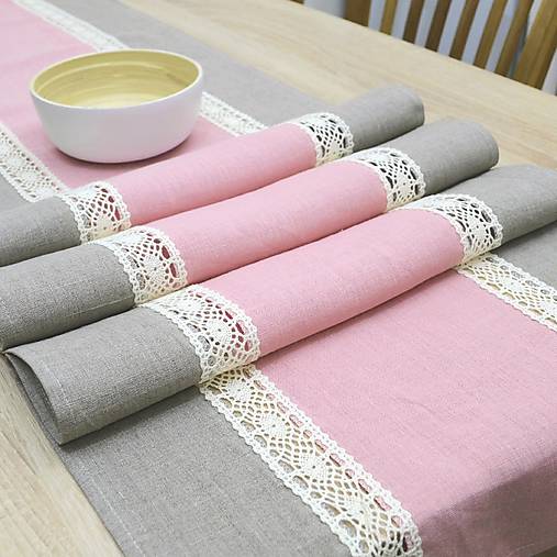 Úžitkový textil - COLETTE 3 - ľanový behúň  (150 cm x 40 cm) - 12206529_