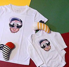 Topy, tričká, tielka - Set tričiek  - dámske tričko + body pre dieťa ♥ - OčiPuči Čiko - 12210454_