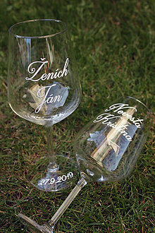 Nádoby - Svadobné poháre-Vínové Typ: čaša - 12211591_