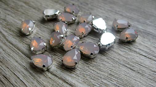 Komponenty - Kabošon našívací HORSE EYE v kovovom lôžku 10 x 14 mm, 1ks (peach opal) - 12209113_