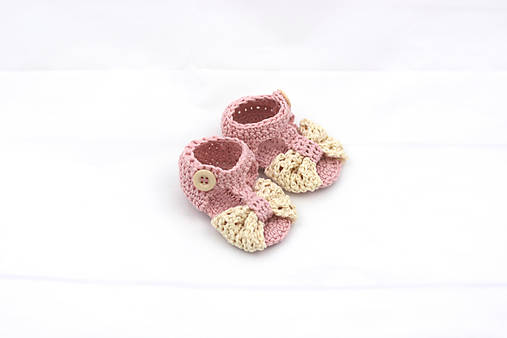 Detské topánky - Staroružovo-béžové sandálky BAVLNA - 12212912_