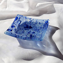 Nádoby - Misa modrá české bublinkové sklo 12 x 12 cm - 12213233_