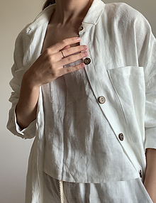 Blúzky a košele - Ľanová oversized košeľa | Damská ľanová košeľa - 12213356_