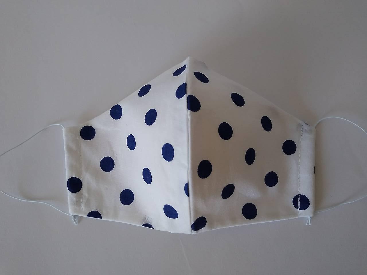 Dizajnové rúško bodka modrá tvarované dvojvrstvové