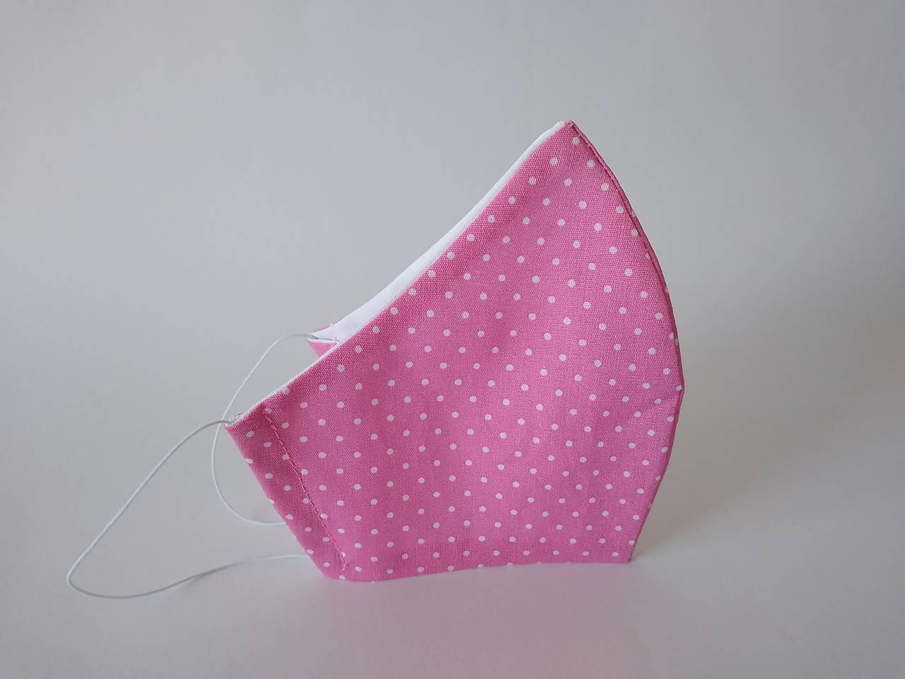 Dizajnové rúško ružová bodka malá tvarované dvojvrstvové