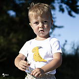 Detské oblečenie - body DINO - HORČICOVÝ - PARASAUROLOPHUS (dlhý/krátky rukáv) - 12216923_