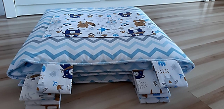 Úžitkový textil - Zástena za posteľ ... medveď (200 x 50 cm - Modrá) - 12218663_
