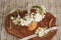 Ozdoby do vlasov - Biely kvetinový venček vhodný na  prijímanie/svadby - 12220244_
