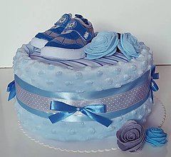 Detské doplnky - Plienková torta modré capačky - 12218173_