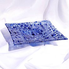 Nádoby - Misa modrá české bublinkové sklo 30 x 30 cm, hĺbka 5 cm - 12219364_