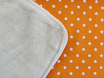 Textil - VLNIENKA výroba na mieru 100 % bavlna potlačená HVIEZDIČKY pomarančové - 12220613_