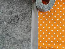 Textil - VLNIENKA výroba na mieru 100 % bavlna potlačená HVIEZDIČKY pomarančové - 12220626_