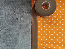 Textil - VLNIENKA výroba na mieru 100 % bavlna potlačená HVIEZDIČKY pomarančové - 12220633_