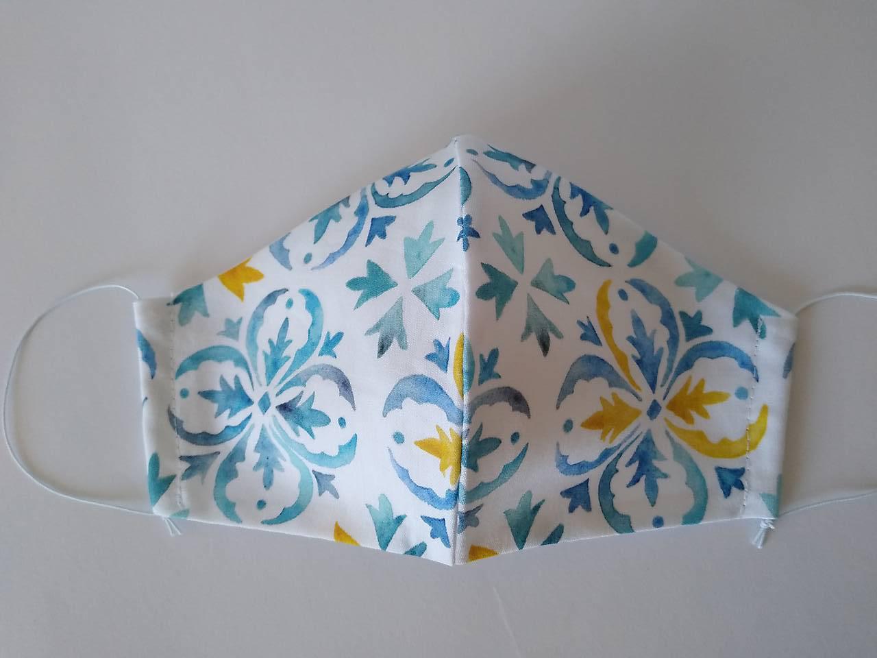 Dizajnové rúško Maroko prémiová bavlna antibakteriálne s časticami striebra dvojvrstvové tvarované