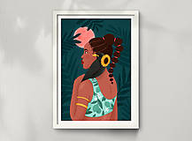 Grafika - Africká princezna - umělecký tisk, A4 - 12227194_