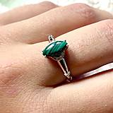Prstene - Silver Malachite Zircone AG925 Ring / Jemný strieborný prsteň s malachitom a zirkónmi - 12224975_