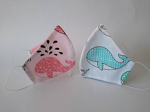 Dizajnové rúško ružová ryba tvarované dvojvrstvové