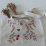 Nákupné tašky - Ľanová nákupná taška - hnedobéžové kvety - 12226601_