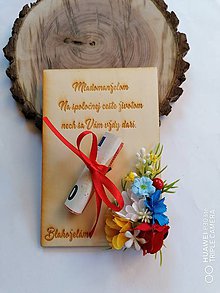 Papiernictvo - Kvetinová drevena pohľadnica k sobášu _folklórna - 12226301_