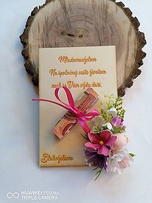 Papiernictvo - Kvetinová drevena pohľadnica k sobášu _cyklamen - 12226309_