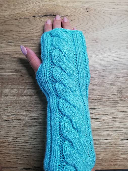 Rukavice - Bezprstové rukavičky -tyrkysové  - 12226794_