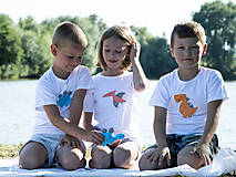 Detské oblečenie - tričko DINO - ORANŽOVÝ -  TYRANOSAURUS (dlhý/krátky rukáv) - 12228487_