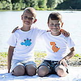 Set 2x detské tričko DINO MODRÝ a DINOSAURUS ORANŽOVÝ 86 - 134 (dlhý aj krátky rukáv)