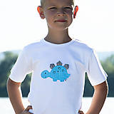 Detské oblečenie - Set 2x detské tričko DINO MODRÝ a DINOSAURUS ORANŽOVÝ 86 - 134 (dlhý aj krátky rukáv) - 12228514_
