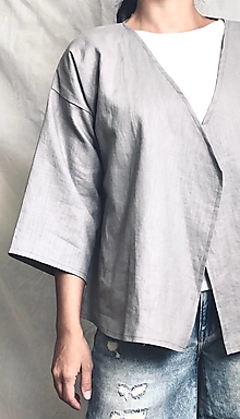 Svetre a kardigány - Ľanové kimono - 12228665_