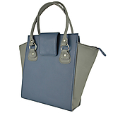 Kabelky - Kožená luxusná kabelka v modro šedej farbe - 12231100_