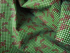 Textil - Bavlnené látky (červené kvety zelený podklad.) - 12231254_