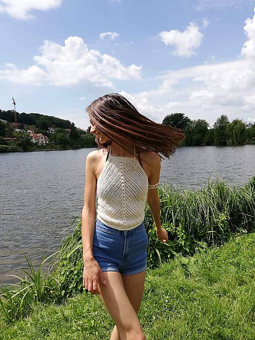Topy, tričká, tielka - Háčkované tričko Viki - 12233043_