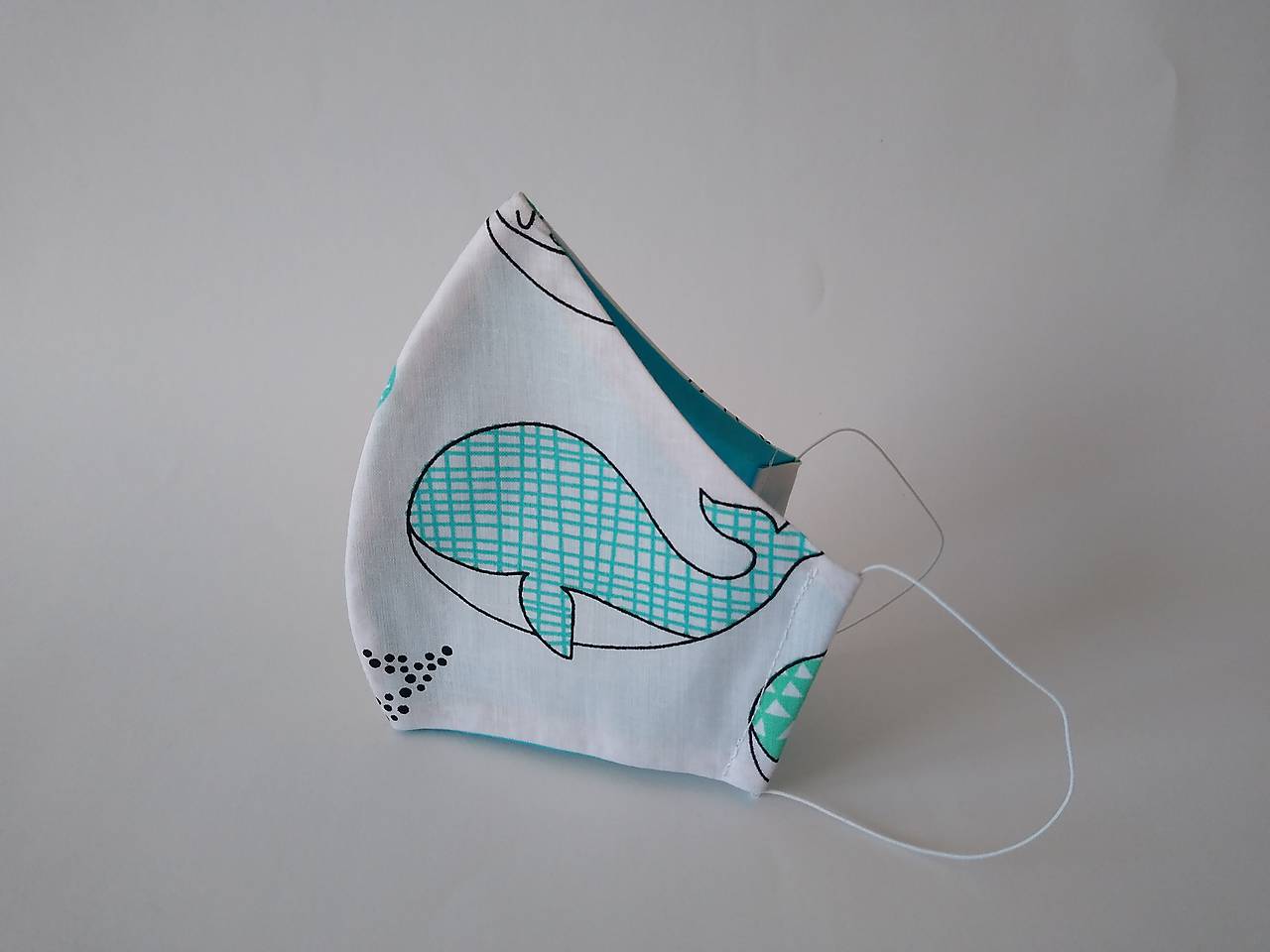 Dizajnové rúško tyrkysová ryba tvarované dvojvrstvové