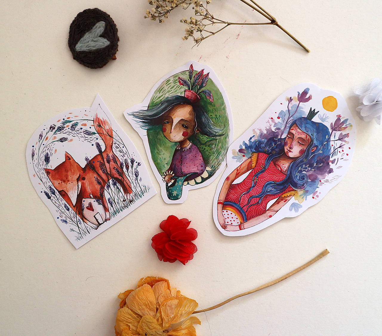 Balíček akvarelkových nálepiek