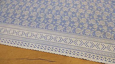 Textil - Madeira - Modrá biele kvety - cena za 10 centimetrov - 12233291_