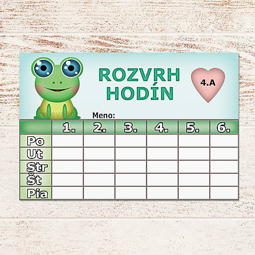 Detské doplnky - Rozvrh hodín roztomilé zverky (žabka) - 12235420_