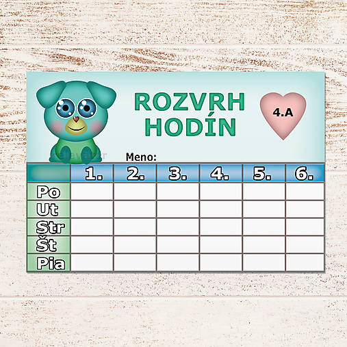 Detské doplnky - Rozvrh hodín roztomilé zverky (psík) - 12235421_