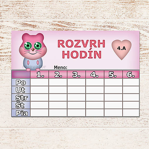 Detské doplnky - Rozvrh hodín roztomilé zverky (škrečok) - 12235423_