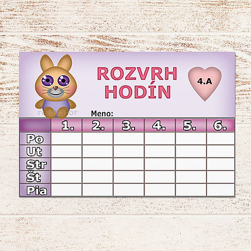 Detské doplnky - Rozvrh hodín roztomilé zverky (zajačik) - 12235425_