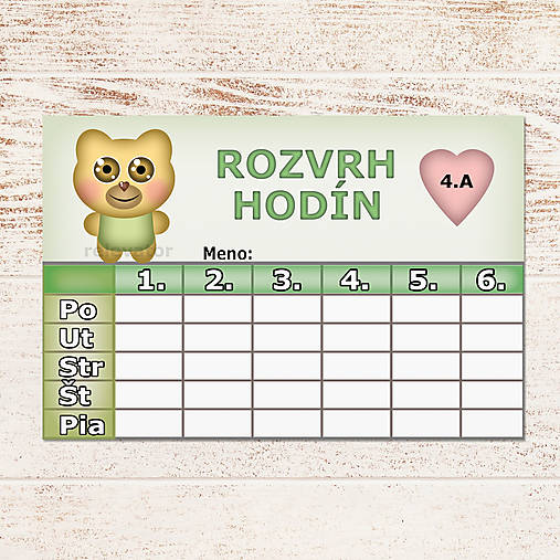 Detské doplnky - Rozvrh hodín roztomilé zverky (macko) - 12235428_