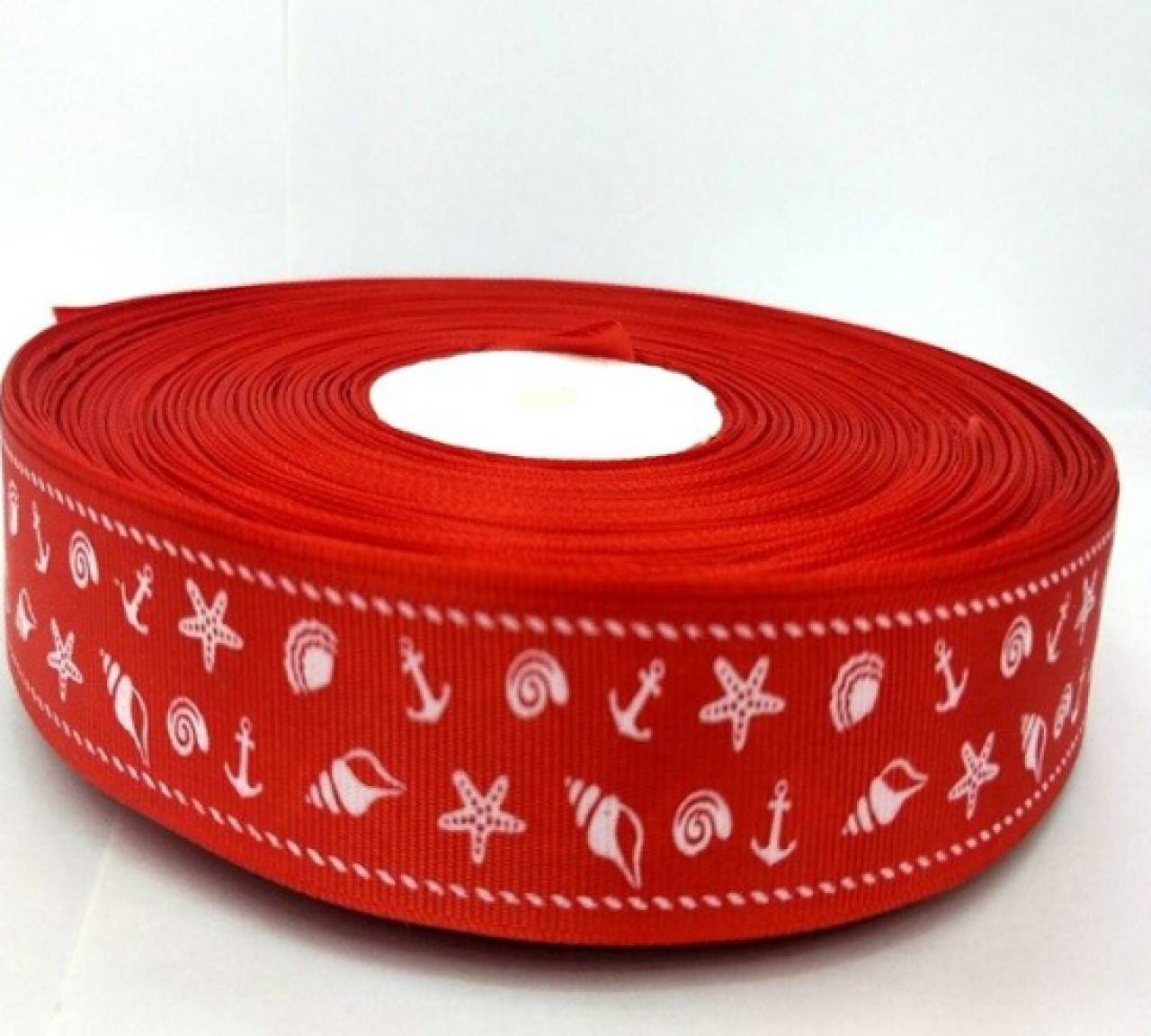 SR101 Stuha ripsová námornícky motív 25 mm / cena za 1 cm (Červená)