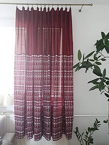 Úžitkový textil - Závesy s folk motívom,,čičmany" (Bordové čičmany kombinované 140×220cm) - 12242362_