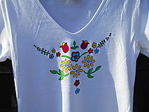 Topy, tričká, tielka - kvietky maľované-folk tričko M - 12243348_