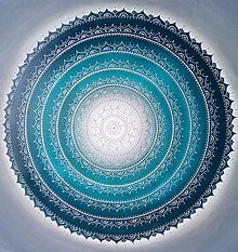 Obrazy - Mandala KOMUNIKÁCIA (smaragd-grey-white) 80 x 80 - 12243387_