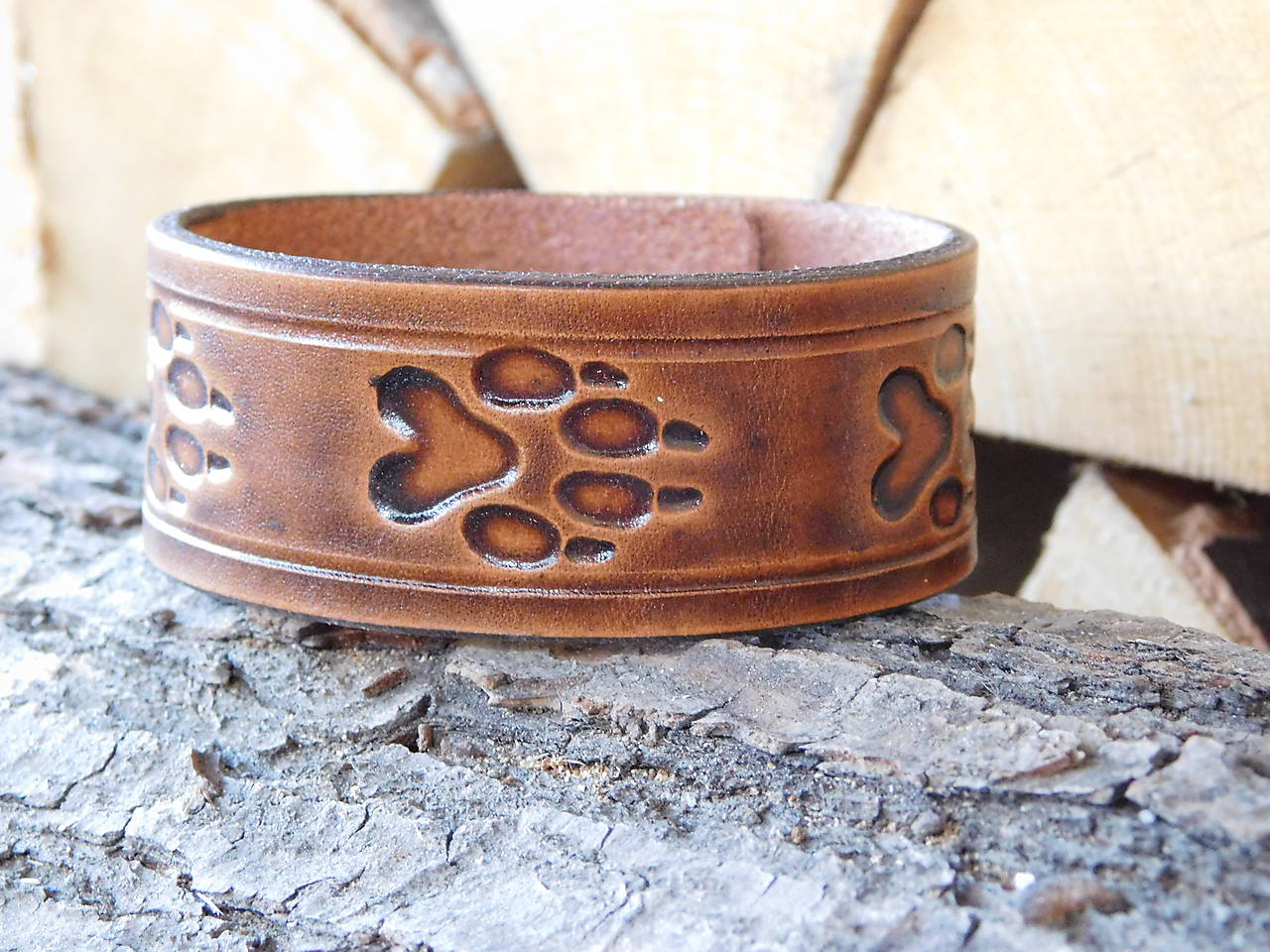 Kožený náramok - Labky